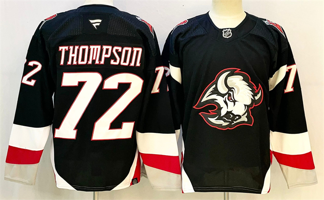 Men's Buffalo Sabres #72 Tage Thompson Black 2024-25 Alternate Stitched Hockey Jersey Men's Buffalo Sabres #72 Tage Thompson Black 2024-25 Alternate Stitched Hockey Jersey