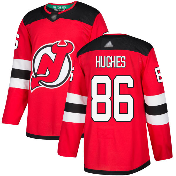 Devils #86 Jack Hughes Red Home Authentic Stitched Hockey Jersey