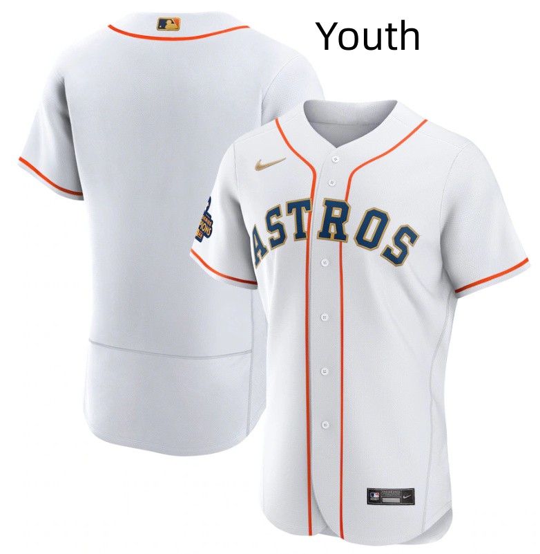 Youth Houston Astros White 2023 Gold Collection With World Serise Champions Patch Stitched Baseball Jersey