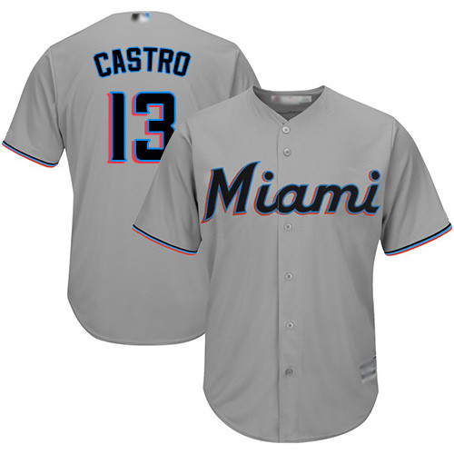 Marlins #13 Starlin Castro Grey Cool Base Stitched Youth Baseball Jersey Marlins #13 Starlin Castro Grey Cool Base Stitched Youth Baseball Jersey