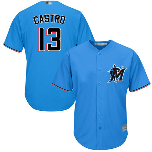 Marlins #13 Starlin Castro Blue Cool Base Stitched Youth Baseball Jersey Marlins #13 Starlin Castro Blue Cool Base Stitched Youth Baseball Jersey