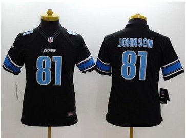 Youth NEW Lions #81 Calvin Johnson Black Alternate NFL Limited Jersey