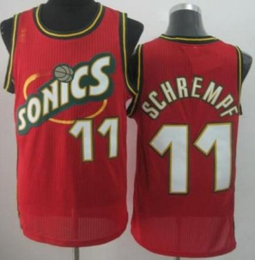 Seattle SuperSonics 11 Detlef Schrempf Red Throwback Revolution 30 NBA Basketball Jersey