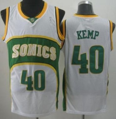 Seattle SuperSonics 40 Shawn Kemp White Throwback Revolution 30 NBA Basketball Jerseys