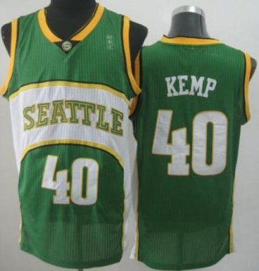 Seattle SuperSonics 40 Shawn Kemp Green Throwback Revolution 30 NBA Basketball Jerseys