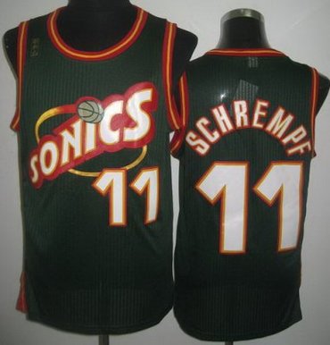 Seattle SuperSonics 11 Detlef Schrempf Green Throwback Revolution 30 NBA Jerseys