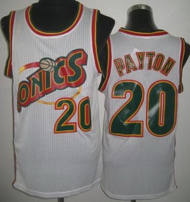 Seattle SuperSonics 20 Gary Payton White Throwback Revolution 30 NBA Jerseys