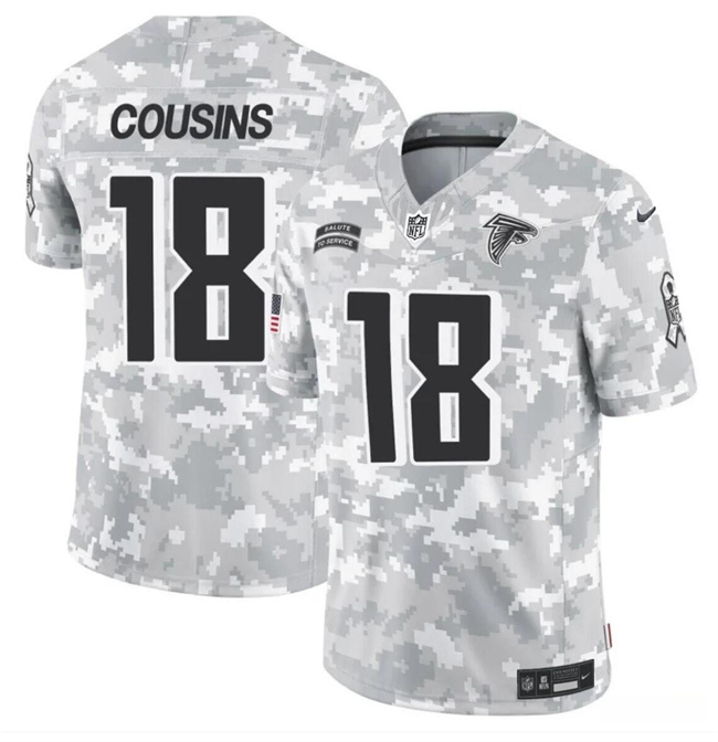 Youth Atlanta Falcons #18 Kirk Cousins 2024 F.U.S.E Arctic Camo Salute To Service Limited Stitched Football Jersey Youth Atlanta Falcons #18 Kirk Cousins 2024 F.U.S.E Arctic Camo Salute To Service Limited Stitched Football Jersey