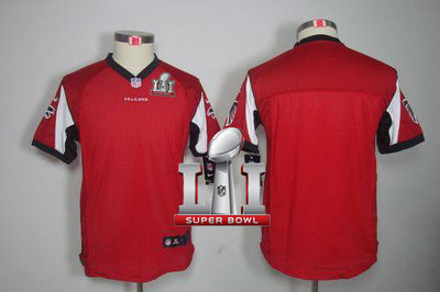 Nike Falcons Blank Red Team Color Super Bowl LI 51 Youth Stitched NFL Limited Jersey