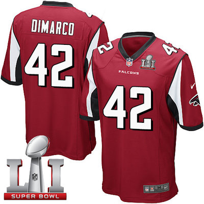 Nike Falcons #42 Patrick DiMarco Red Team Color Super Bowl LI 51 Youth Stitched NFL Elite Jersey