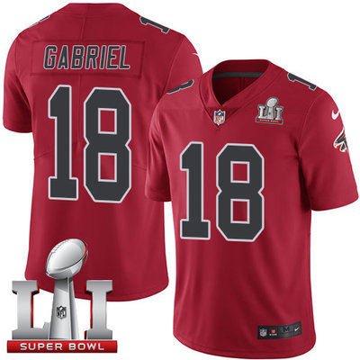 Nike Falcons #18 Taylor Gabriel Red Super Bowl LI 51 Youth Stitched NFL Limited Rush Jersey Nike Falcons #18 Taylor Gabriel Red Super Bowl LI 51 Youth Stitched NFL Limited Rush Jersey