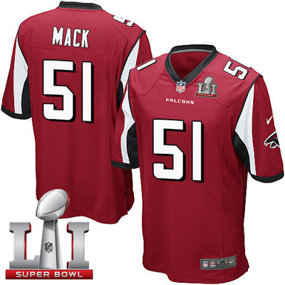 Nike Falcons #51 Alex Mack Red Team Color Super Bowl LI 51 Youth Stitched NFL Elite Jersey