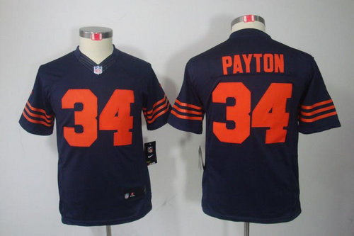Youth NEW Chicago Bears 34 Walter Payton Blue Jerseys(orange number)