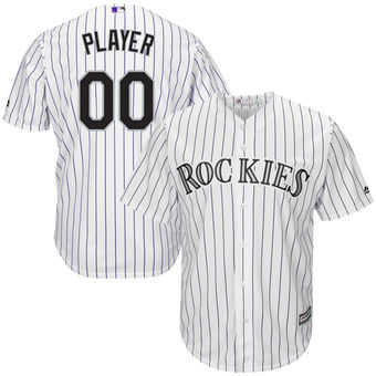 Men's Colorado Rockies Majestic White Home Cool Base Custom Jersey Men's Colorado Rockies Majestic White Home Cool Base Custom Jersey