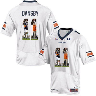 Auburn Tigers 11 Carlos Dansby White With Portrait Print College Football Jersey2