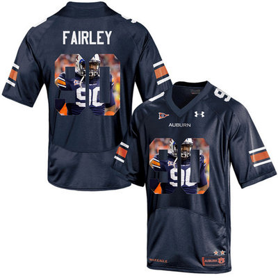 Auburn Tigers 90 Nick Fairley Navy With Portrait Print College Football Jersey4