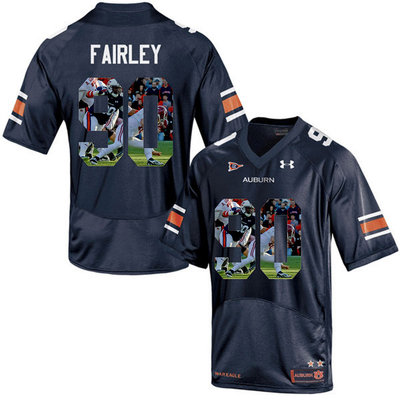 Auburn Tigers 90 Nick Fairley Navy With Portrait Print College Football Jersey