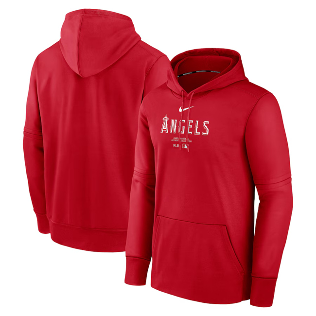Men's Los Angeles Angels Red Collection Practice Performance Pullover Hoodie Men's Los Angeles Angels Red Collection Practice Performance Pullover Hoodie