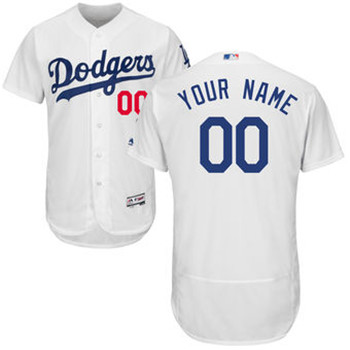Men's Los Angeles Dodgers Majestic Home White Flex Base Authentic Collection White Custom Jersey