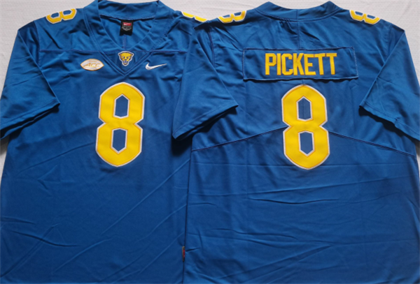 Men's Pittsburgh Panthers #8 PICKETT Blue Stitched Football Jersey