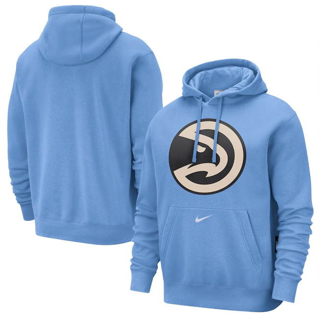 Men's Atlanta Hawks Light Blue 2024 25 City Edition Essential Club Pullover Hoodie