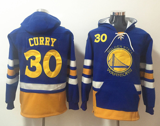 Men's Golden State Warriors #30 Stephen Curry Blue Lace-Up Pullover Hoodie Men's Golden State Warriors #30 Stephen Curry Blue Lace-Up Pullover Hoodie