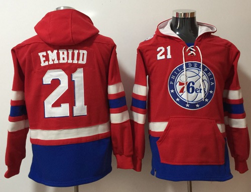 76ers #21 Joel Embiid Red Name & Number Pullover NBA Hoodie 76ers #21 Joel Embiid Red Name & Number Pullover NBA Hoodie