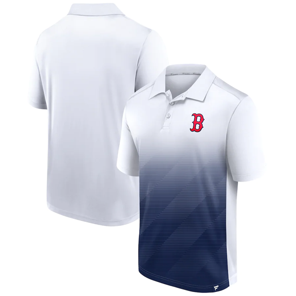 Men's Boston Red Sox White Navy Iconic Parameter Sublimated Polo