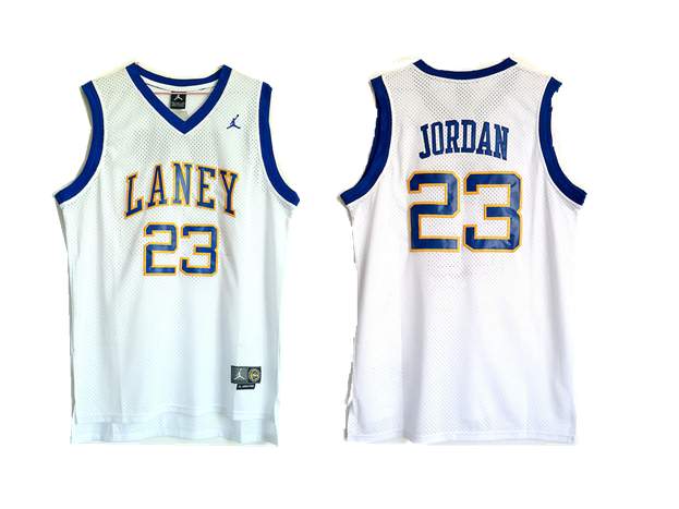 Laney 23 Michael Jordan White High School Mesh Basketball Jersey