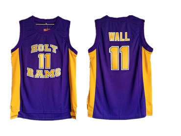 Holy Rams 11 John Wall Purple High School Basketball Jersey