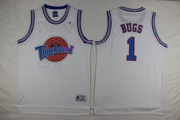 Space Jam Tune Squad #1 Bugs Bunny White Stitched NBA Jersey