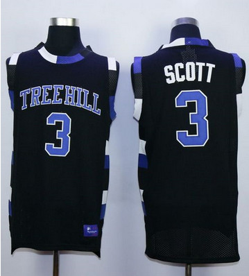 One Tree Hill Ravens #3 Lucas Scott Black Stitched Basketball Jersey