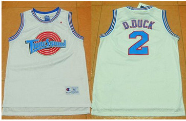 Space Jam Tune Squad #2 Daffy Duck White Movie Stitched Basketball Jersey