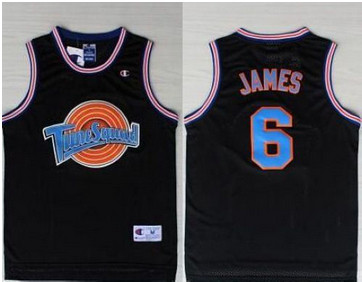 Space Jam Tune Squad #6 James Black Stitched Basketball Jersey