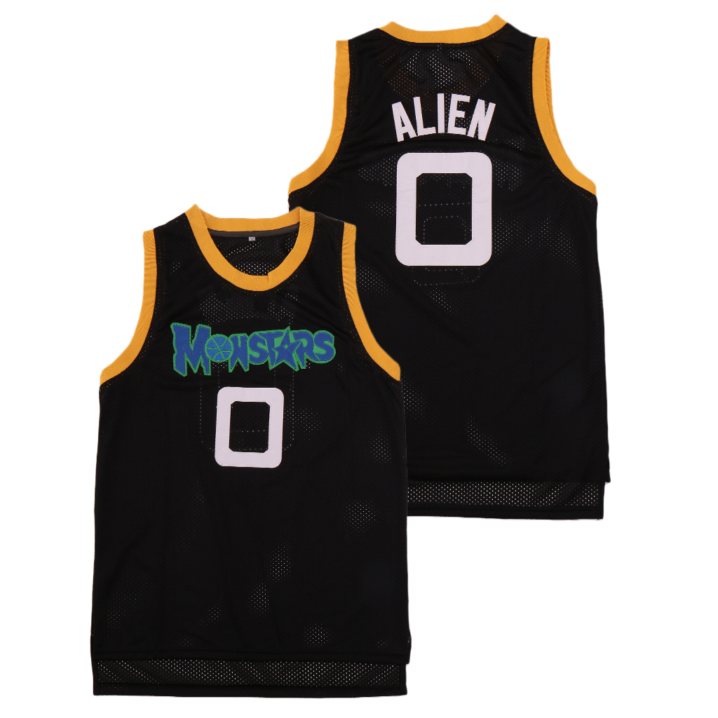 Monstars 0 Alien Space Jam Movie Monsters Black Stitched Basketball Jersey