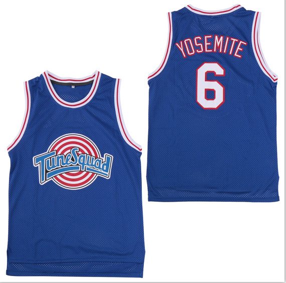 Tune Squad 6 Yosemite Blue Stitched Movie Basketball Jersey