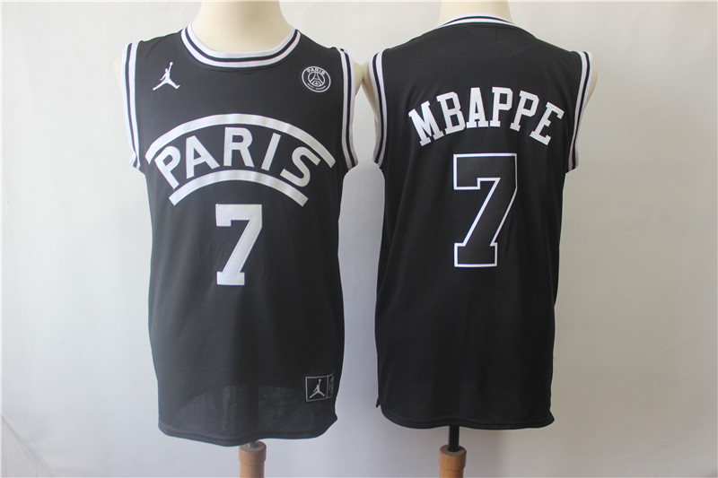 Paris Saint-Germain 7 Mbappe Black Jordan Fashion Jersey