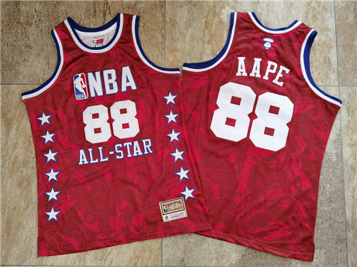 NBA 88 AAPE All Star Red Hardwood Classics Jersey