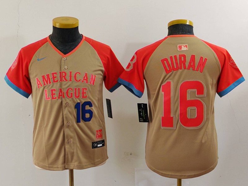 Youth American League #16 Jarren Duran Cream 2024 All-Star Limited Stitched Jersey 2 Youth American League #16 Jarren Duran Cream 2024 All-Star Limited Stitched Jersey 2