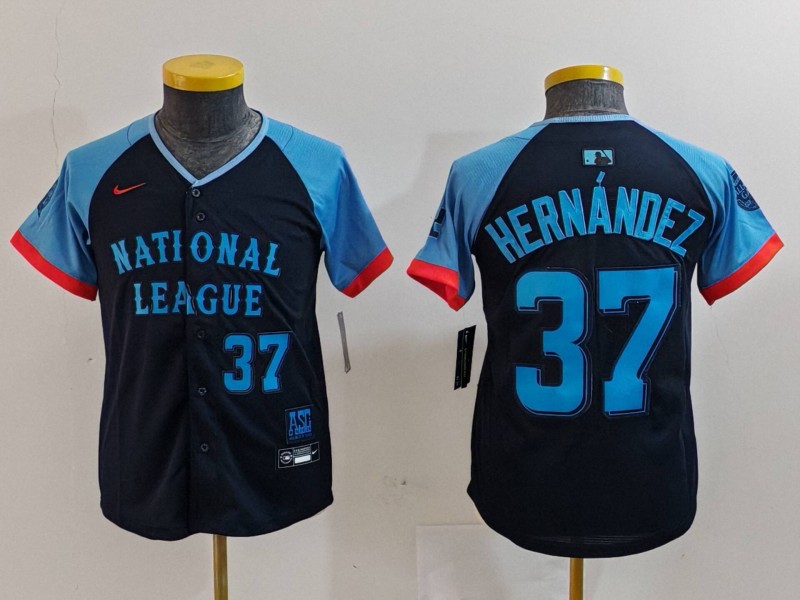 Youth National League #37 Teoscar Hernandez Navy 2024 All-Star Limited Stitched Baseball Jersey 8 Youth National League #37 Teoscar Hernandez Navy 2024 All-Star Limited Stitched Baseball Jersey 8