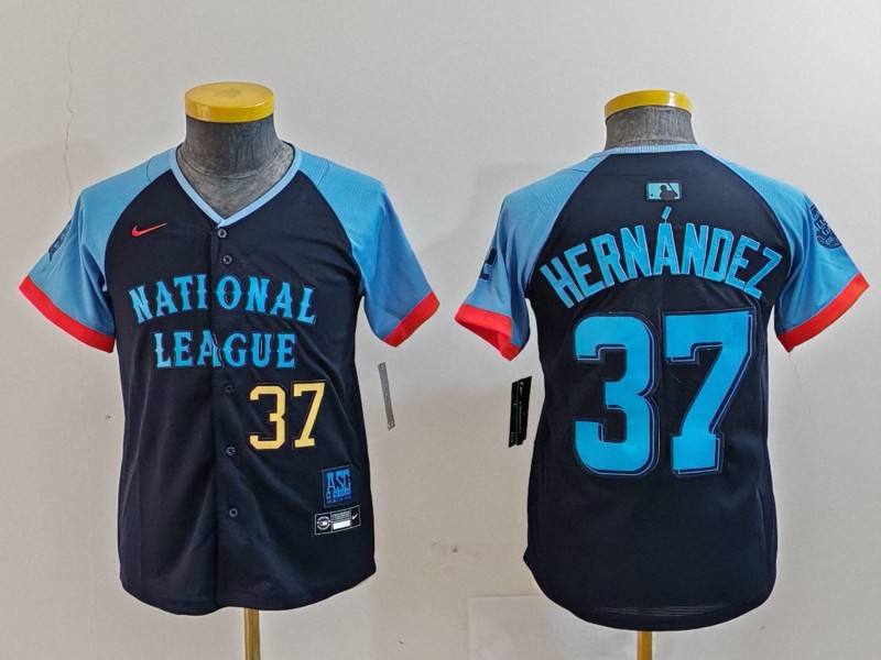 Youth National League #37 Teoscar Hernandez Navy 2024 All-Star Limited Stitched Baseball Jersey 1 Youth National League #37 Teoscar Hernandez Navy 2024 All-Star Limited Stitched Baseball Jersey 1