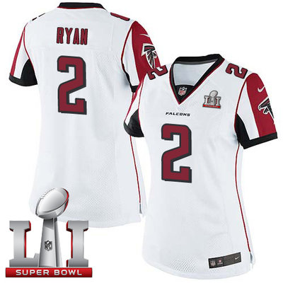 Nike Falcons #2 Matt Ryan White Super Bowl LI 51 Women's Stitched NFL Limited Jersey