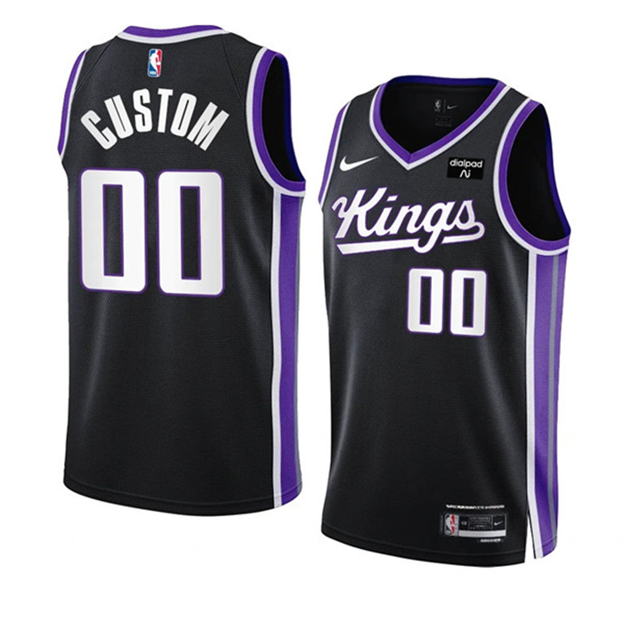 Men's Sacramento Kings Active Player Custom Black 2023 24 Icon Edition Swingman Stitched Basketball Jersey