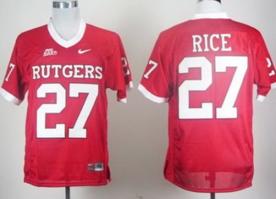 Rutgers Scarlet Knights 27# Ray Rice Red Big East Patch College Football Jersey