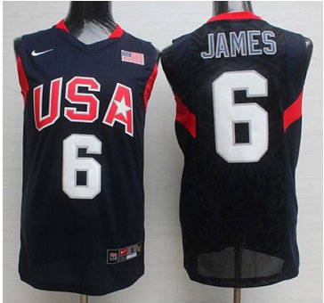 Nike 2008 Team USA #6 LeBron James Dark Blue Stitched NBA Jersey