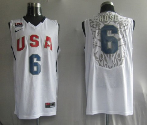 2010 USA Championship 6 Rose White Jerseys