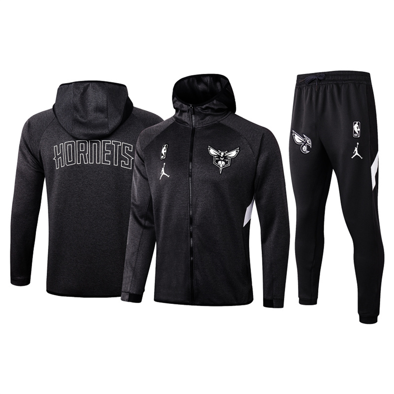Men's Charlotte Hornets Black Warmup Hoodiesuit