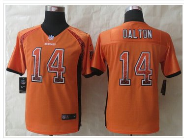 Youth NEW Bengals #14 Andy Dalton Orange Alternate NFL Elite Drift Fashion Jersey