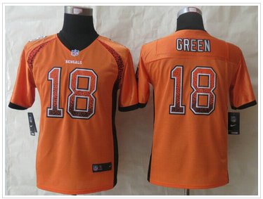 Youth NEW Bengals #18 A.J. Green Orange Alternate NFL Elite Drift Fashion Jersey