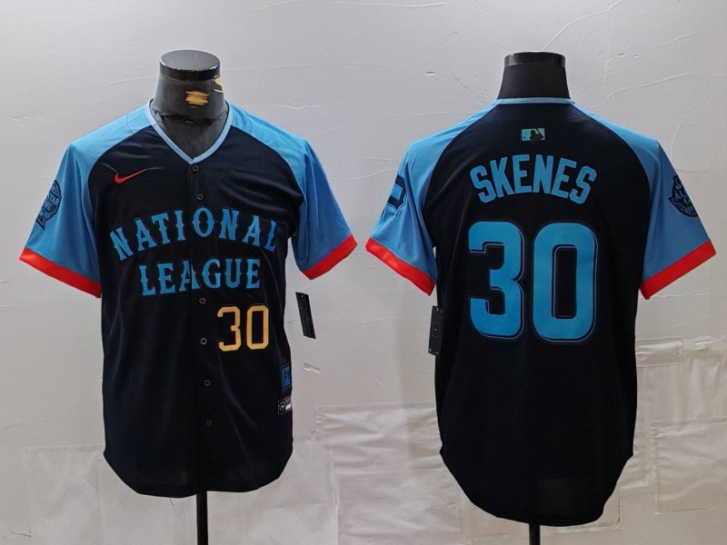 Men's National League #30 Paul Skenes Navy 2024 All-Star Limited Stitched Baseball Jersey 5 Men's National League #30 Paul Skenes Navy 2024 All-Star Limited Stitched Baseball Jersey 5
